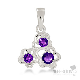 Silver pendant with blue topaz Flower trio
