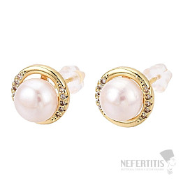 Gold-plated earrings with pearl