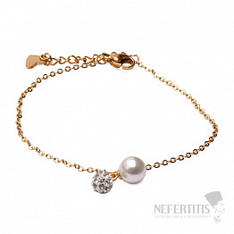 Elegantes Armband in Kabeloptik aus Edelstahl mit Perlenimitat