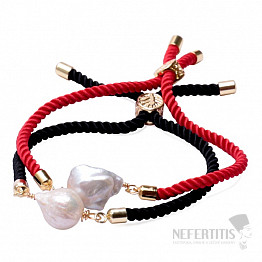 Set aus zwei Schnürarmbändern mit runden Keshi-Perlen
