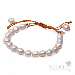 Weißes Perlenarmband für Damen mit Shamballa-Verschluss
