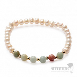 Damenarmband aus Perlen und Amazonit