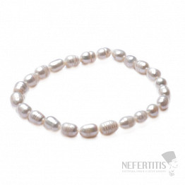 Damenperlenarmband aus weißen Perlen in Form von Ovalen