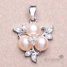 Silberanhänger mit rosa Perlen und Zirkonen Ag 925 014563 PP