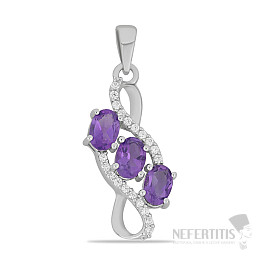 Silberanhänger mit geschliffenen afrikanischen Amethysten und Zirkonen Ag 925 016803 AFAM