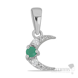 Silberanhänger mit geschliffenem Smaragd und Zirkonen Ag 925 039244 EM