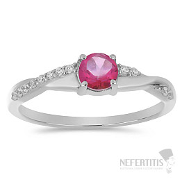 Prsten stříbrný s Pink topazem a zirkony Ag 925 012722 PT