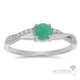Prsten stříbrný s broušeným smaragdem Ag 925 012722 EM