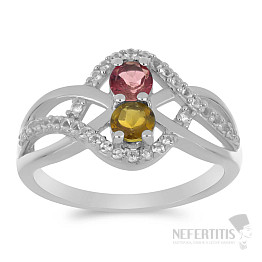 Prsten stříbrný s broušenými vícebarevnými turmalíny Ag 925 013424 MT