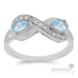 Prsten stříbrný s Blue Sky topazem a zirkony Ag 925 016796 BT