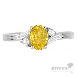 Prsten stříbrný s broušeným žlutým safírem a zirkonem Ag 925 026295 YS