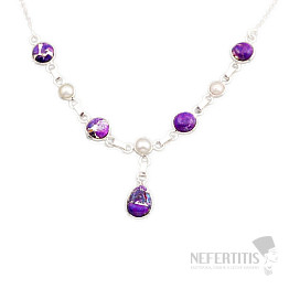 Tyrkys purpurový náhrdelník stříbro Ag 925 92137