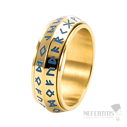 Herrenring aus Stahl mit goldenen Runen