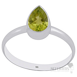 Silver ring with olivine