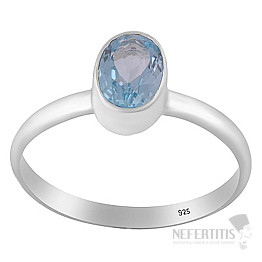 Silver ring with blue topaz