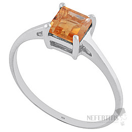 Silver ring with citrine