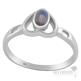 Silver ring with labradorite Heart