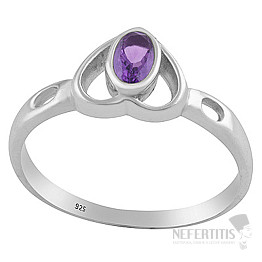 Silberring mit Amethystherz