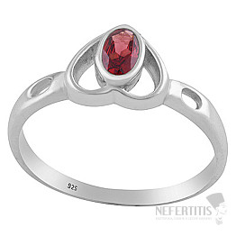 Silver ring with garnet Heart