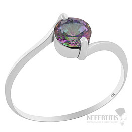 Silver ring with mystical topaz