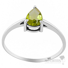 Silver ring with olivine