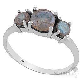 Silver ring with labradorite