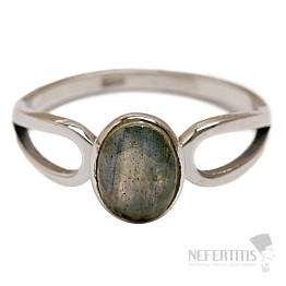Silver ring with labradorite