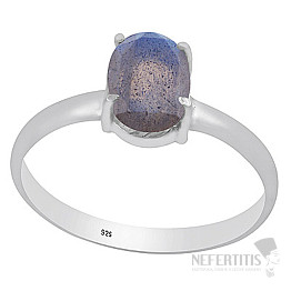 Silver ring with labradorite