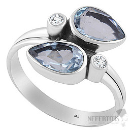 Silver ring with blue topaz