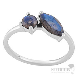 Silver ring with labradorite