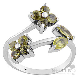 Silver ring with olivine