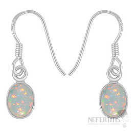 Silver dangle earrings with Ethiopian opal