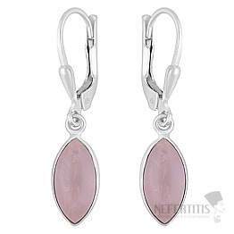 Silver dangle earrings with rose quartz