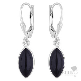 Silberne Hängeohrringe mit Onyx