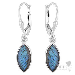 Silver dangle earrings with labradorite
