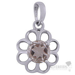 Silberanhänger mit grünem Amethyst (Prasiolith) in Form einer Blume