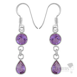 Silberne Hängeohrringe mit Amethyst