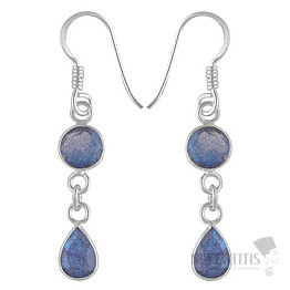 Silver dangle earrings with labradorite