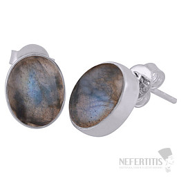 Silver earrings with labradorite