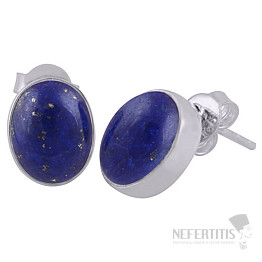 Silver stud earrings with Lapis Lazuli