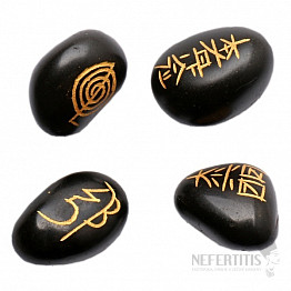 Reiki sada z čierneho bazaltu so symbolmi Usui Reiki