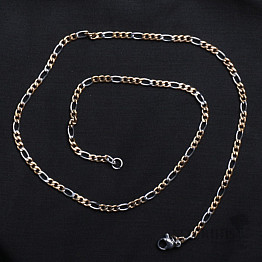 Řetízek figaro styl nerezová ocel v barvě stříbra a zlata 45,5 cm