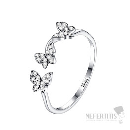 Three Butterflies Silver Ring