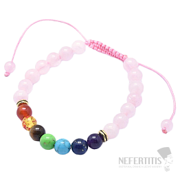 Chakra-Armband aus Rosenholz mit Shamballa-Verschluss