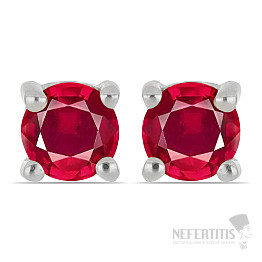 Silberohrringe mit geschliffenen Rubinen Ag 925 040418 RB