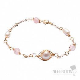 Kettenarmband aus Roségold mit Perlen