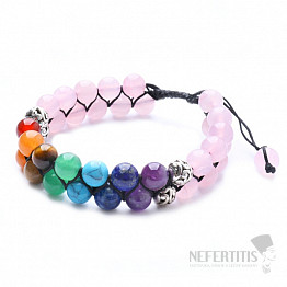 Roségoldenes Chakra-Armband doppelt mit Shamballa-Verschluss