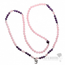 Rosary and amethyst beaded necklace