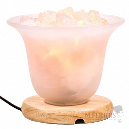 Elektrische Salzglaslampe mit Rosenquarz und Himalaya-Salzkristallen