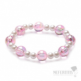 Kinderarmband aus rosafarbenen Acrylperlen mit Perlen